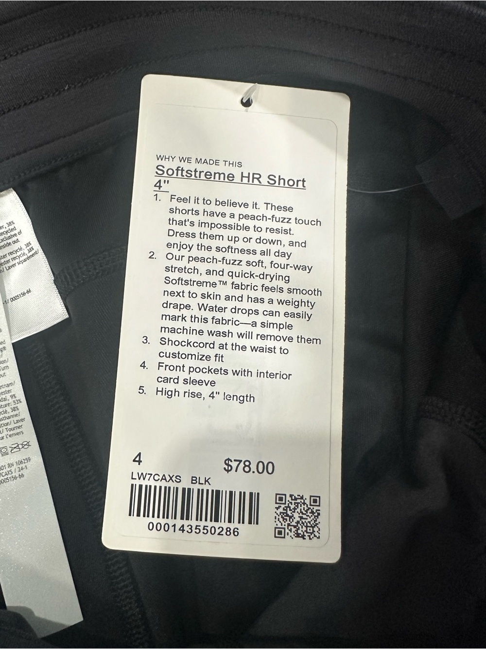 Lululemon Softstreme Women HighRise Short 4 Black Pockets NWT WRKT Embroider 4” - Picture 6 of 6